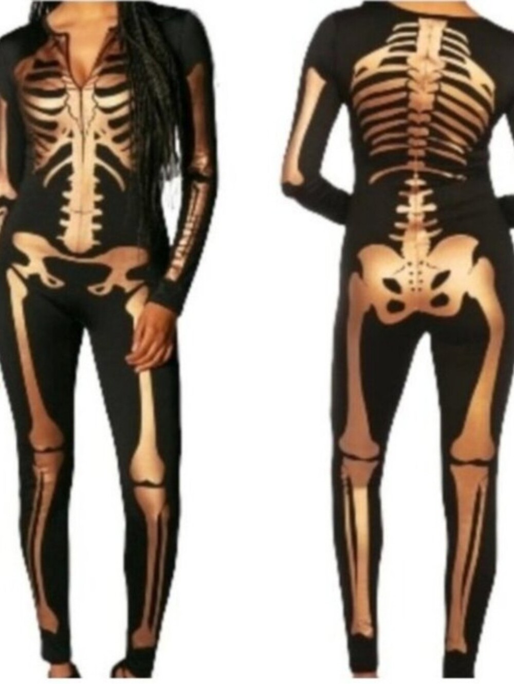 Tipsy Elves Gold Skeleton Jumpsuit Bodysuit Large New Women's Halloween Party
